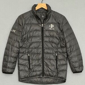 RLX Ralph Lauren Boy M Gray Down Puffer Full Zip Lightweight Packable Outdoors